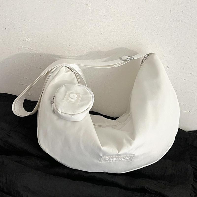 

Evening Bags 2023 Dumpling Shoulder For Female Solid Color Crossbody Large Capacity Sports Nylon Casual Sell Travel, Black