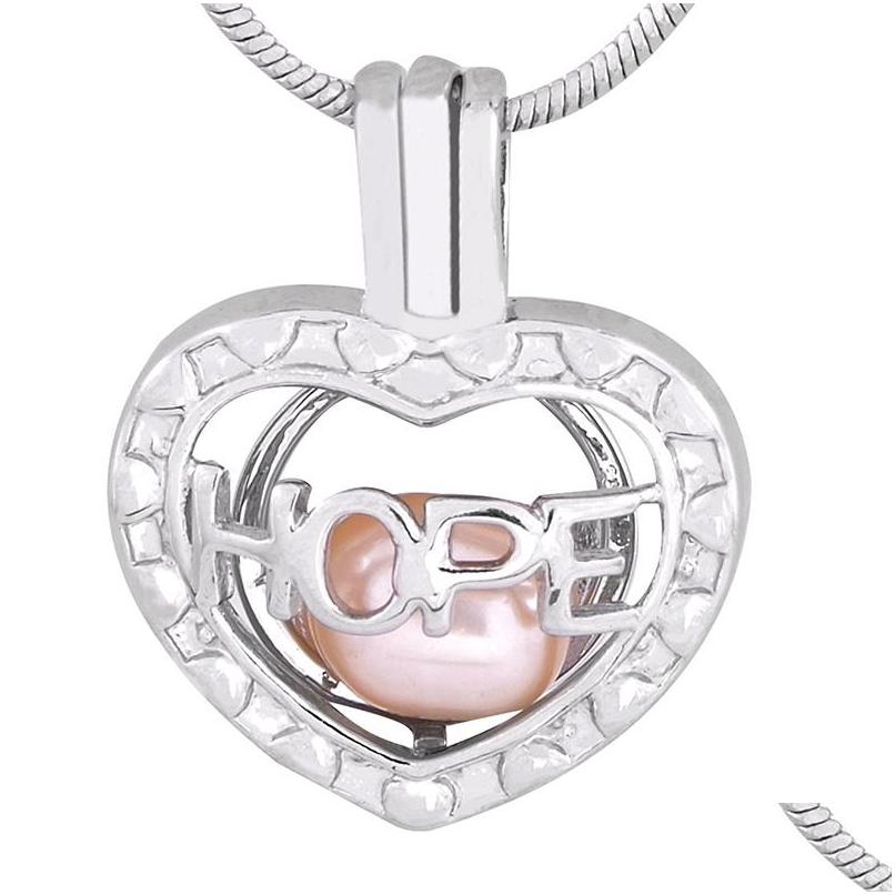 

Pendant Necklaces Wholesale Word Style Wish Hope Cage Stainless Steel Birthday Gift Love Heart Shape P157 Drop Delivery Jewelry Penda Dhi7X