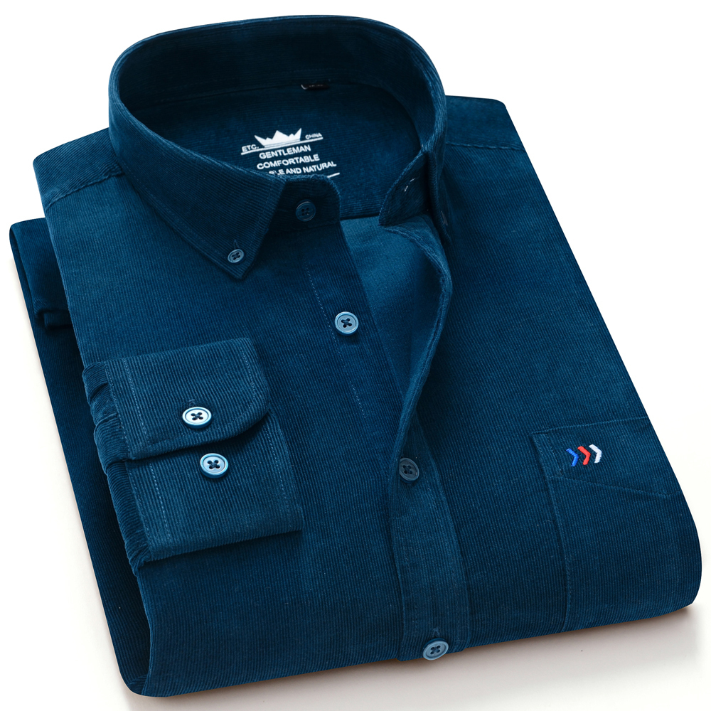 

Men's Casual Shirts Autumn Winter Vintage Corduroy Cotton Single Patch Pocket Standardfit Comfortable Thick Long Sleeve Shirt 230202, 2020-13