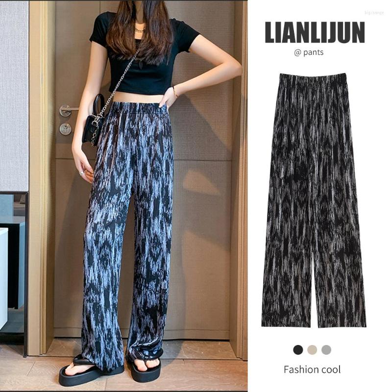 

Women's Pants Tie-dye Black Wide-leg Women's Summer Thin Loose High Waist Drape Casual Ice Silk Mopping Drawstring Sweatpants