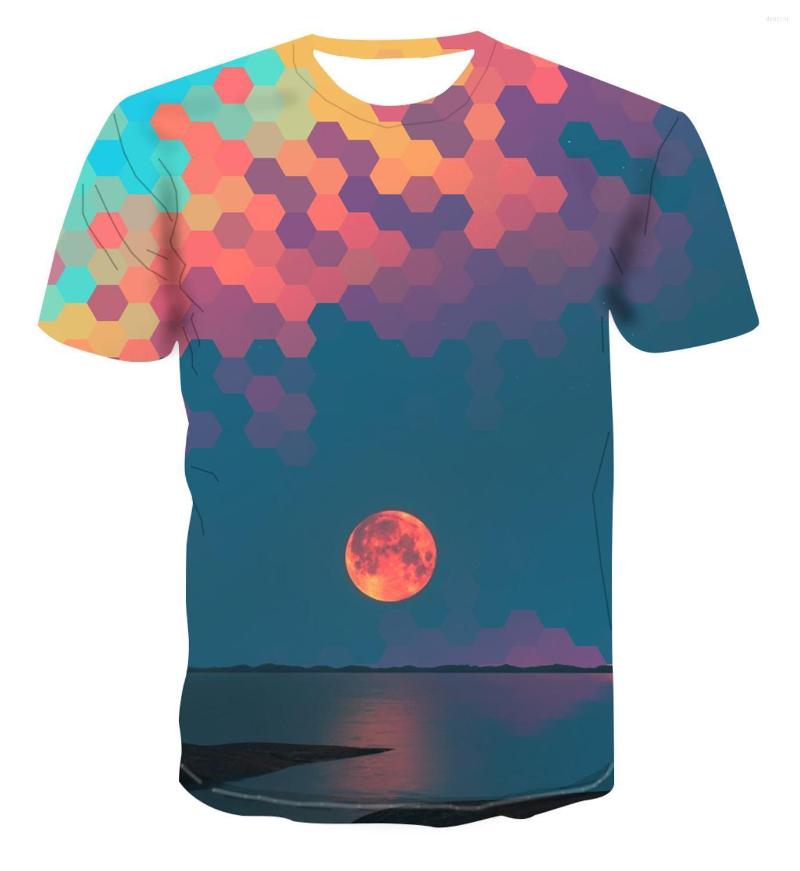 

Men's T Shirts 3D Dynamic Picture Printing Geometric Pattern Color Summer T-shirt Breathable Top Vertigo Trend Couple, Tx314