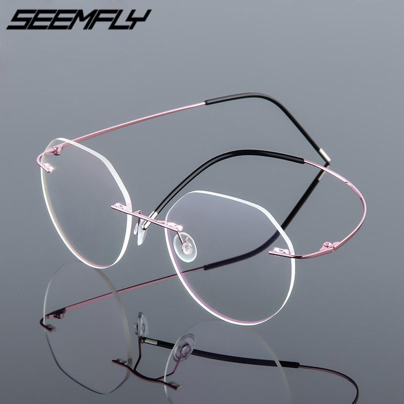 

Sunglasses Frames Seemfly Ultralight Titanium Alloy Glasses Men Women Round Folding Rimless Clear Lens Eyeglasses Frameless Eyewear Unisex