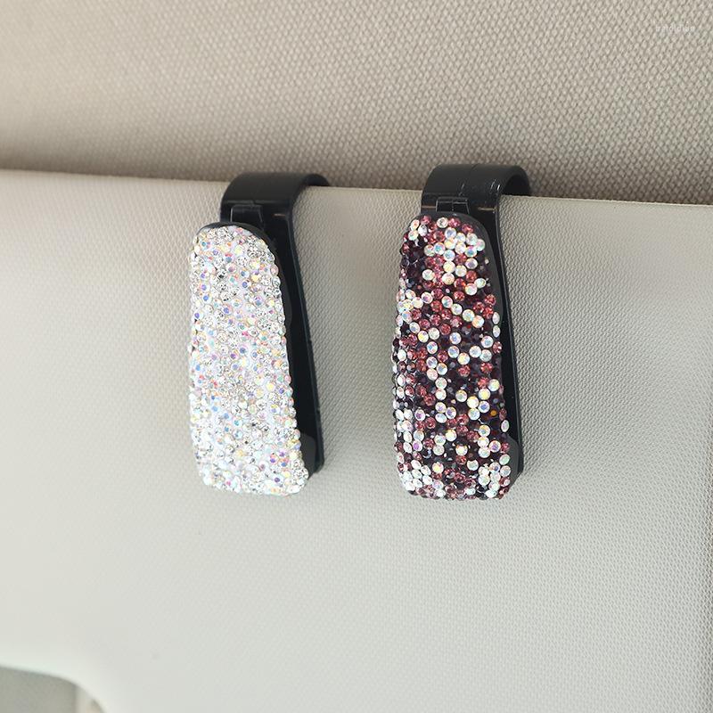 

Interior Accessories Rhinestone Diamond Glasses Holder Car Sun Visor Bracket Bill Clip Portable Sunglasses Eyeglasses Mount