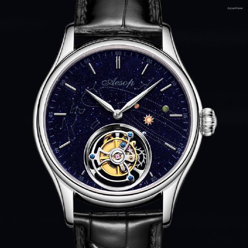 

Wristwatches AESOP Flying Tourbillon Skeleton Watches Mechanical Watch For Men Wrist Man Male Clocks Luxury 2023, Bwl