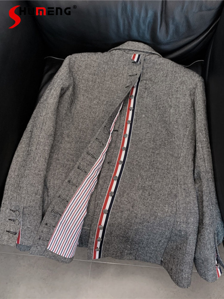 

Women' Suits Blazers Loose Gray Woolen Coat Female Autumn and Winter Long Sleeve Suit Collar Buttons Back Slit Femenino 230203, Beige