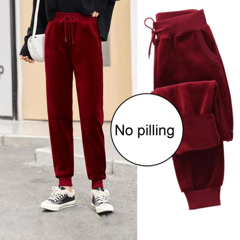 

Women' Pants & Capris Warm Trendy Leisure Women Drawstring Lady Trousers Soft For Home, Black