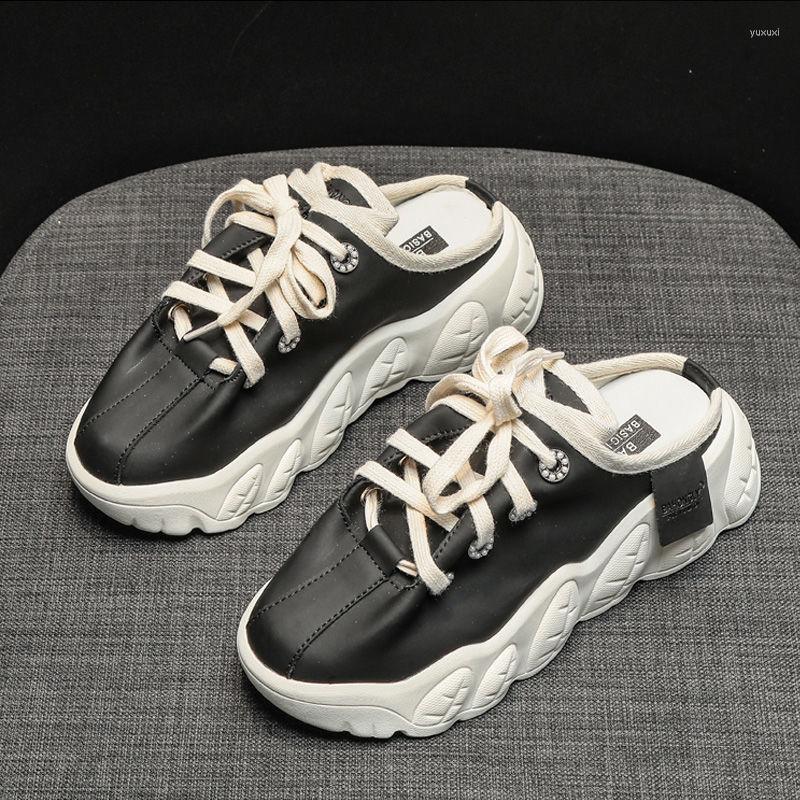 

Slippers Lisapie Baotou Half Female 2023 Spring And Autumn Korean Non-slip Sports Thick-soled Heightened Casual Shoes, Black