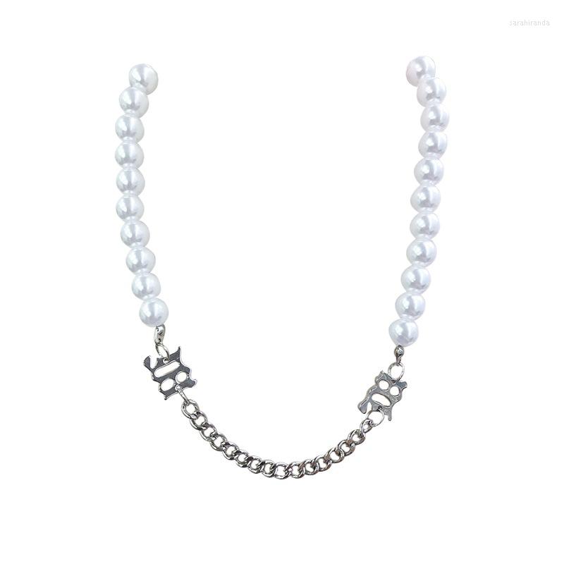 

Choker Fashion Hip-Hop Dance Necklace Pearl Stitching Personality Exaggerated 2023 Trendy Clavicle Chain Men And Women