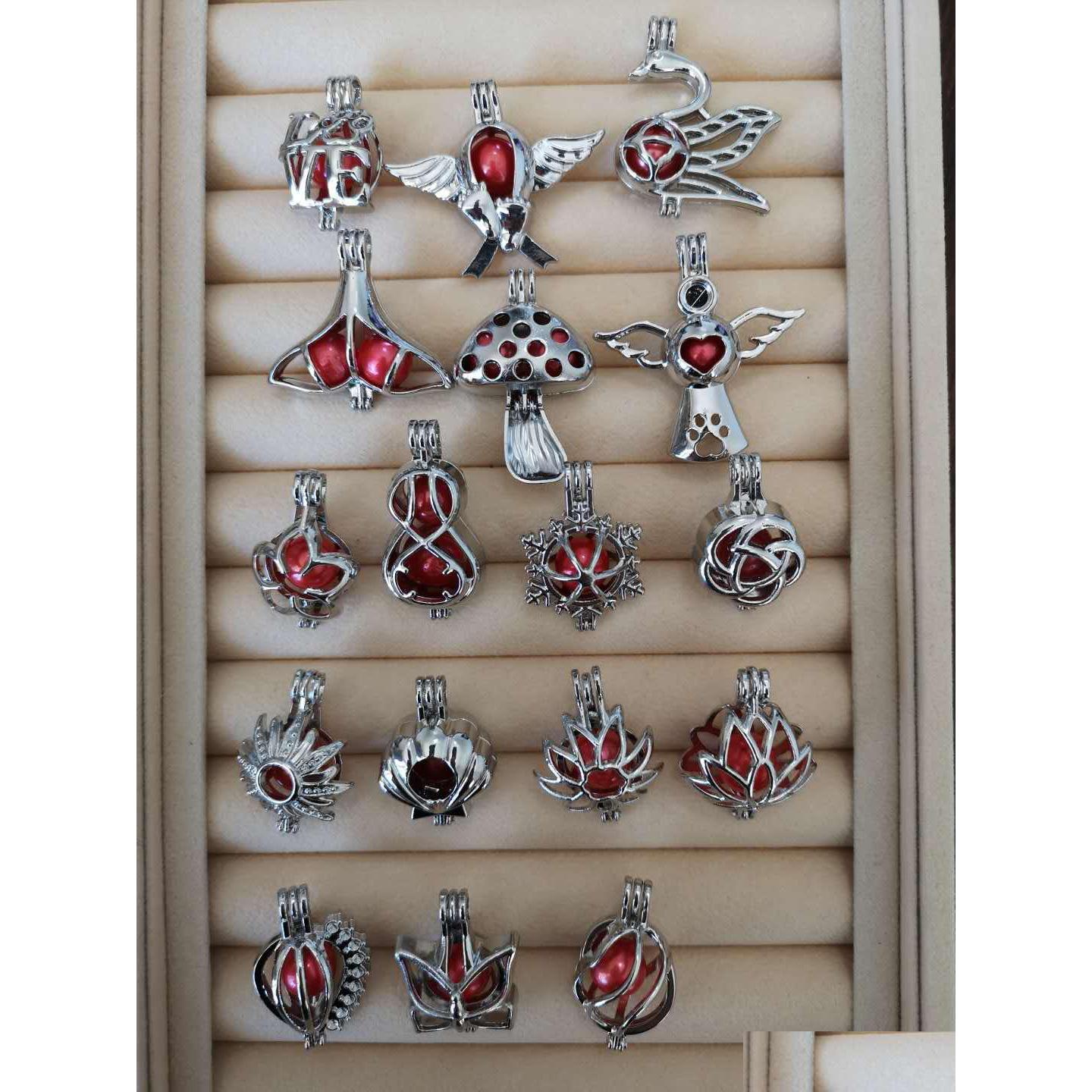 

Pendant Necklaces 18Kgp Sier Big Edsion Pearl Cage Love Wish Locket For 911Mm Fashion Charm Pendants Drop Delivery Jewelry Dhpvw
