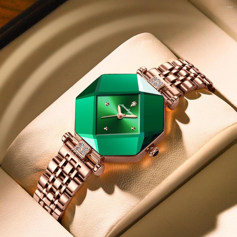 

Wristwatches POEDAGAR Women Watch Luxury Green Diamond Quartz Ladies Watches Waterproof Stainless Stain Fashion Girlfriend Gif, 1women watch