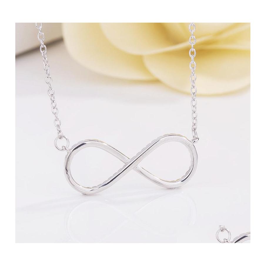 

Pendant Necklaces Fashion Infinite Love Clavicle Necklace For Women Minimalist S925 Sterling Sier 8 Word Color Chain Party Jewelry D Otxm7