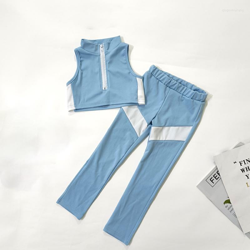 

Clothing Sets Summer Children's Baby Girl Fashion Casual Sleeveless Vest And Pants Two-Piece Suit, Blue