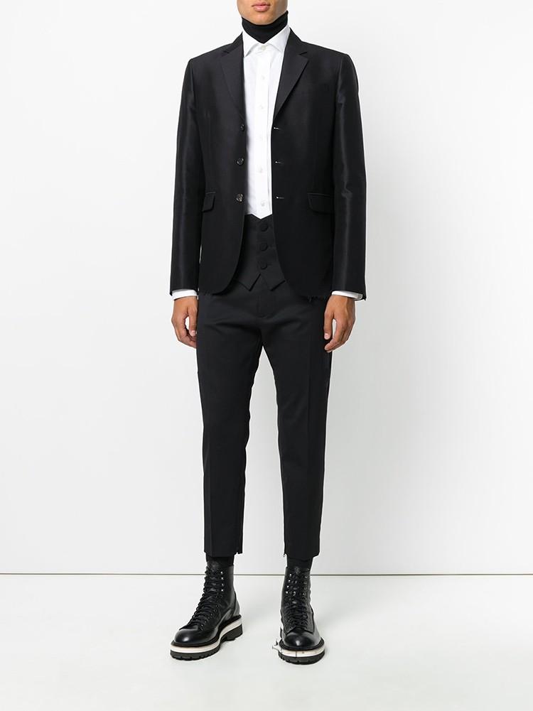 

Men' Pants Casual Fake Two Pieces Vest Style Ankle-length Hair Stylist Designer Irregular Personality CostumesMen, Black