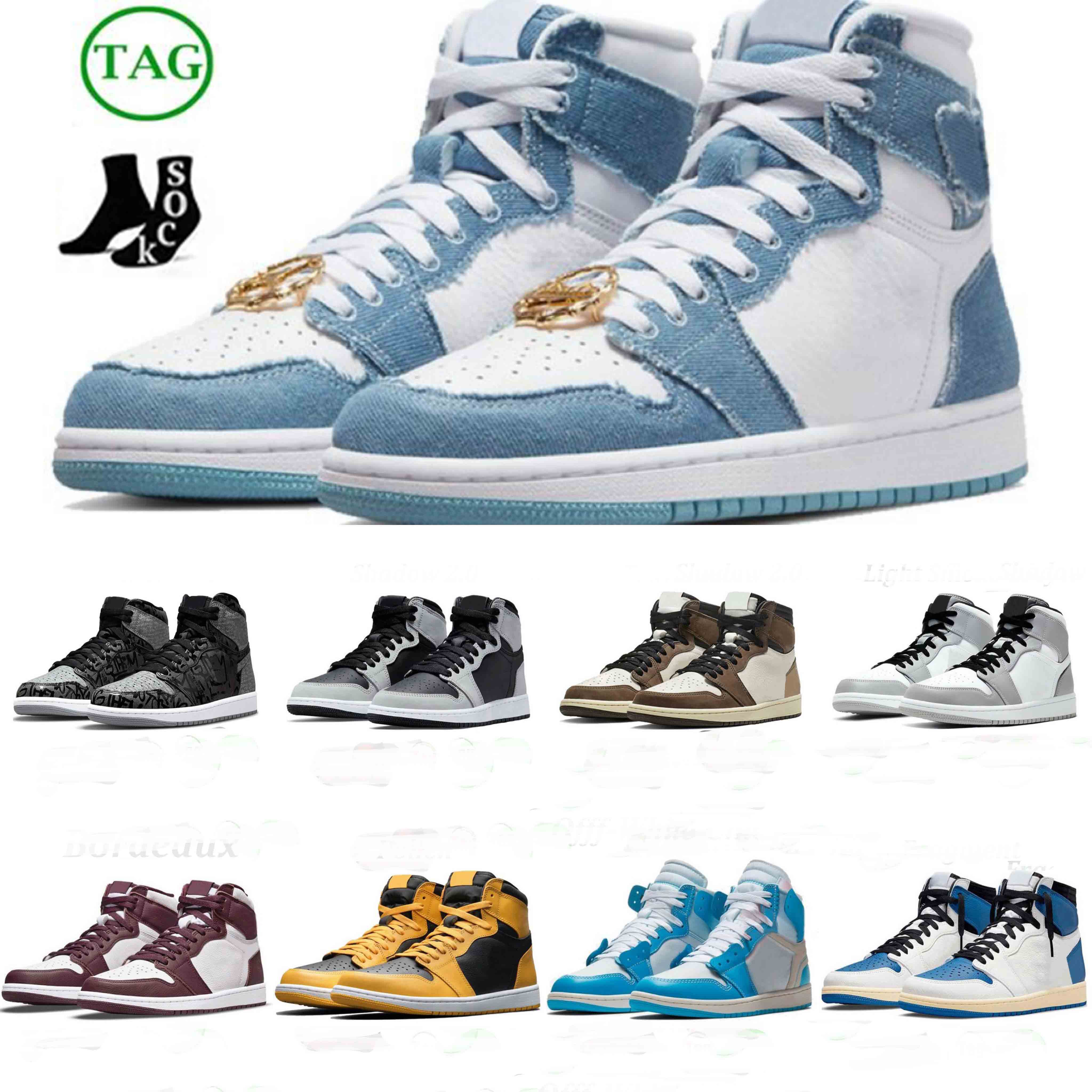 

Men Women 1 1s Casual Shoe Designer Basketball Shoes High Top Sneaker OG Trainer Bred Patent Dark Mocha Heirloom Offs University Blue White Travis Trainers Scotts, Color #17