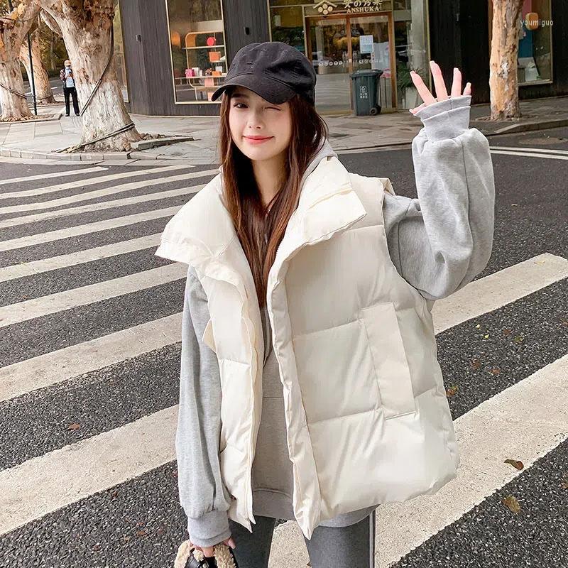

Women's Vests Down Cotton Vest Coat Women Autumn Winter 2023 Loose Sleeveless Thick Warm Waistcoat Jacket Female Parkas Outwear Tops, Black