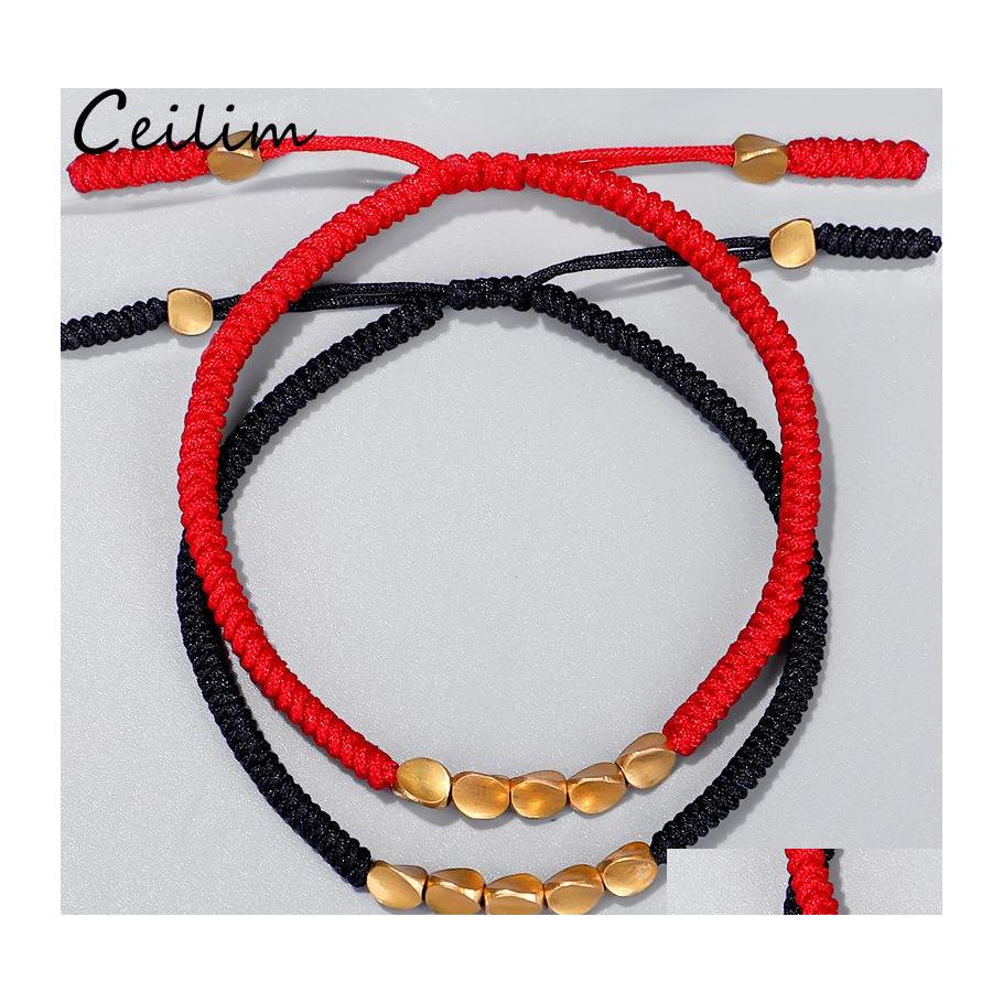 

Charm Bracelets Handmade Tibetan Copper Bead Lucky Rope Bracelet For Women Men Wax Thread Couple Jewelry Gifts Drop Delivery Otmzk