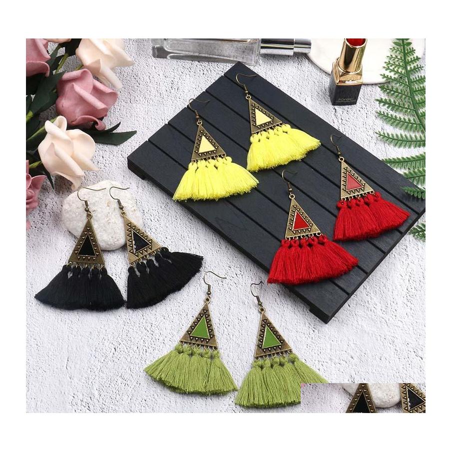 

Dangle Chandelier Bohemian Colorf Tassel Earrings Boho Ethnic Long Fringed Earring For Women Drop Ear Rings Charm Jewelry Wholesal Otjzt
