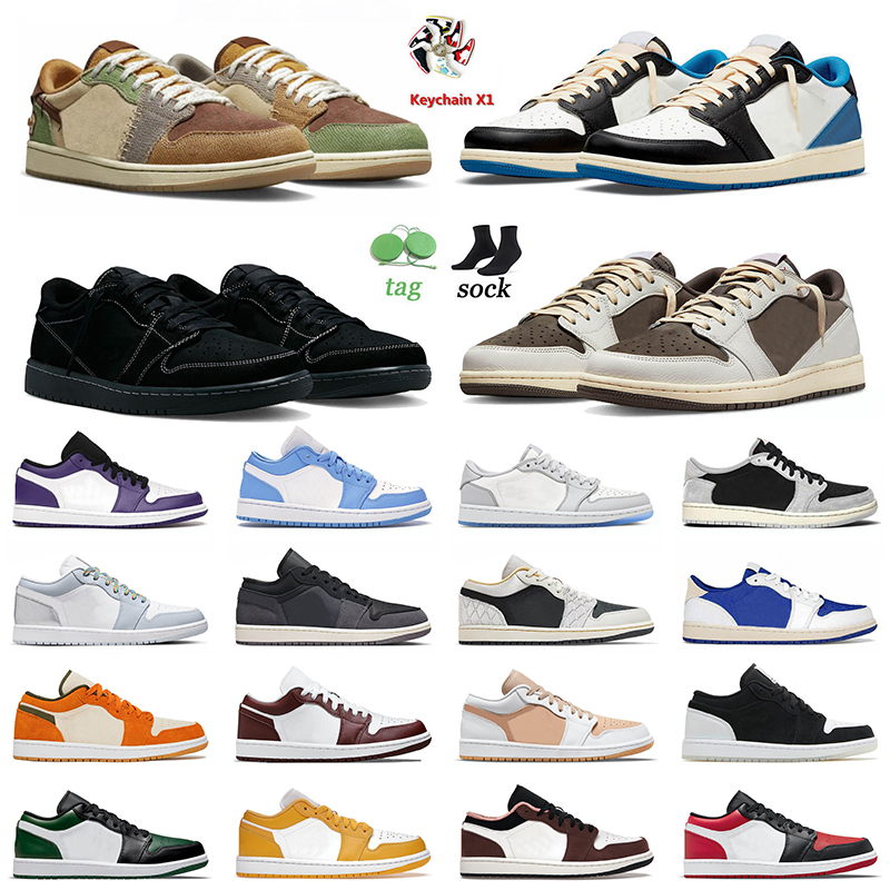 

2023 Jumpman 1 Low Basketball Shoes Black Phantom 1s OG Sneakers Voodoo Reverse Mocha Fragment Unc Concord Pine Green Bred Toe Beaded Trainers Outdoor Mens Women 36-46, A32 concord 36-45