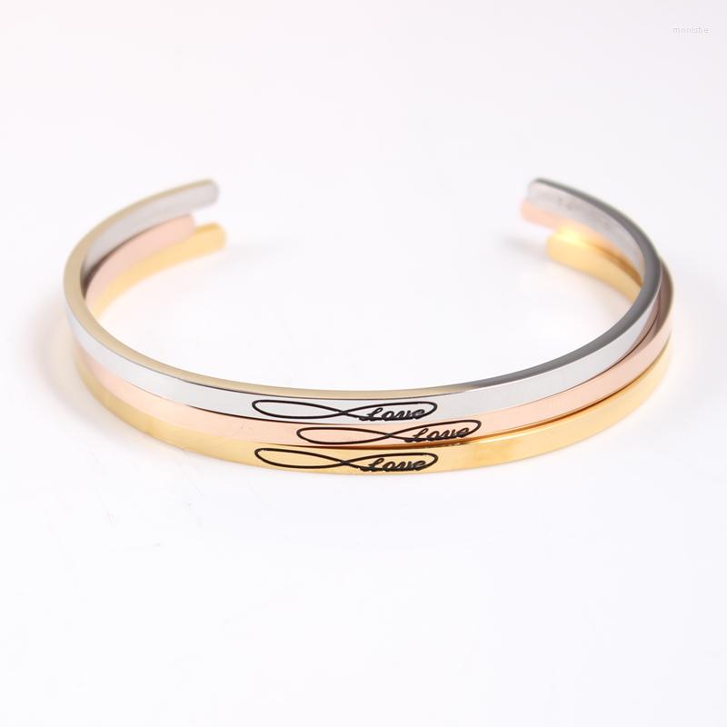 

Bangle Top Quality Bitrhday Gift Stainless Steel Engraved Jewelry Cuff Bracelets Custom Infinity Love Message