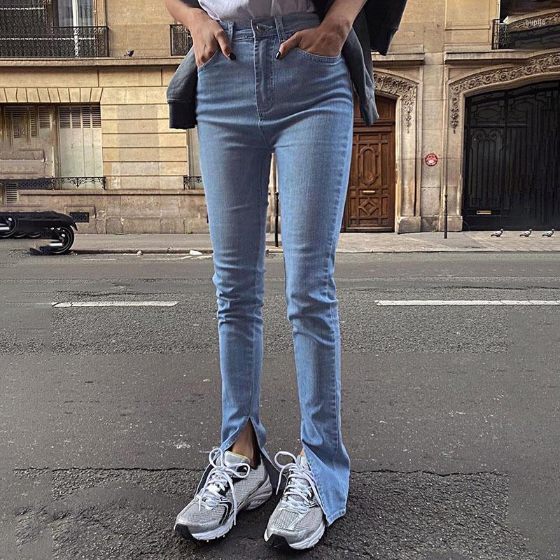 

Women' Jeans Light Blue Skinny Woman Spring 2023 Fashion Stretch Slim High Waist Women Split Denim Pencil Pants