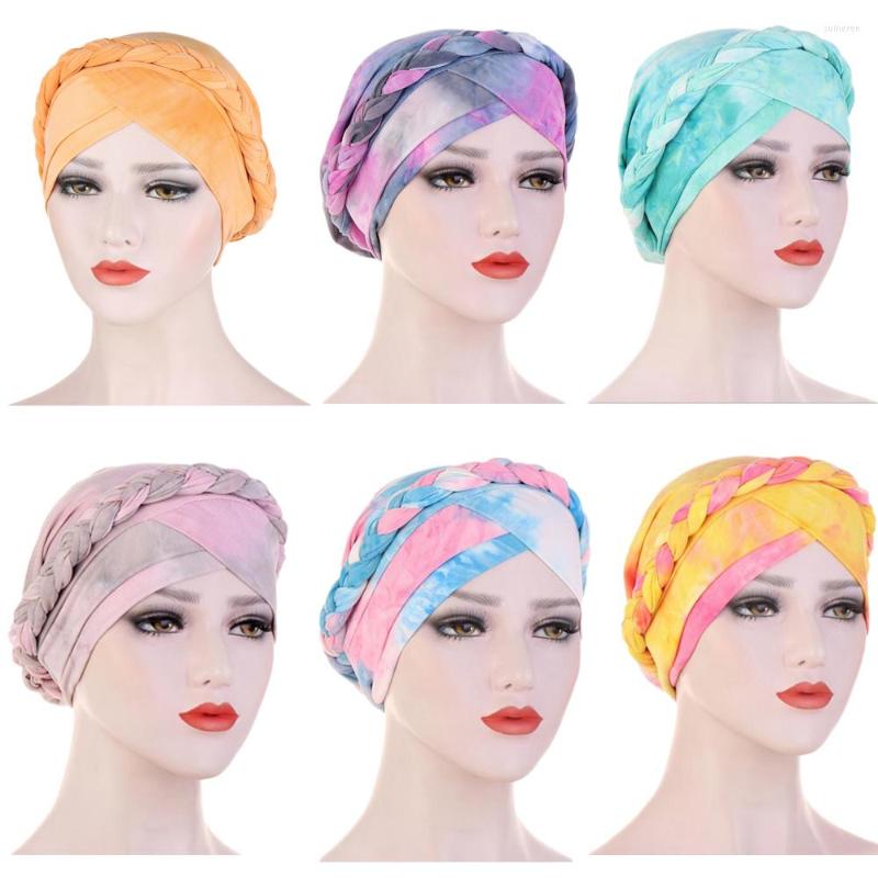 

Ethnic Clothing Muslim Women Braid Elastic Turban Hat Chemo Cancer Cap Arab Head Scarf Wrap Cover Headscarf Islamic Bandanas Accessories