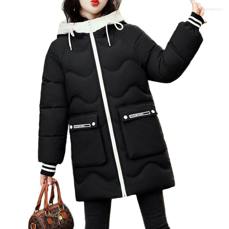 

Women' Trench Coats 2023 Winter Women' Jacket Long Parkas Female Down Cotton Hooded Overcoat Thick Warm Jackets Windproof Casual, White