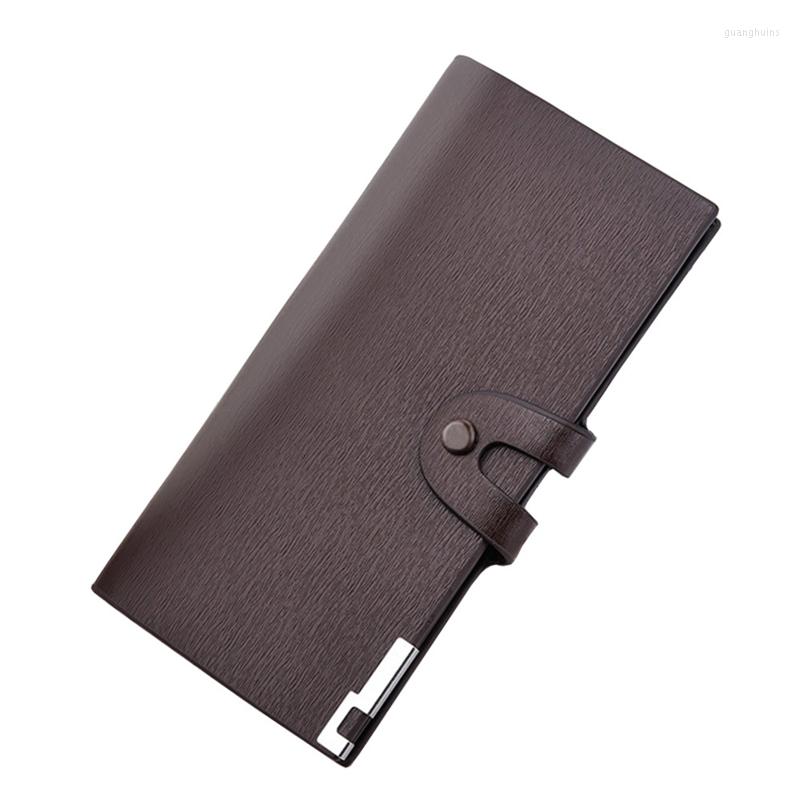 

Wallets Men's Long Wallet Tide Brand Fashion Zipper Coin Purse Male Suit Bag Soft Pu Leather Button Multiple Card Slots Holder, Black