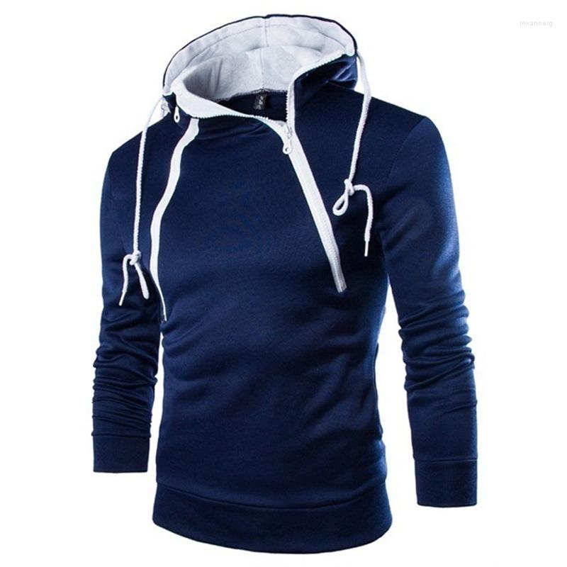

Men's Hoodies 2023 European And American Autumn Fashion Placket Double Zipper Cardigan Hooded Sweatshirt Trendy Brand, Black