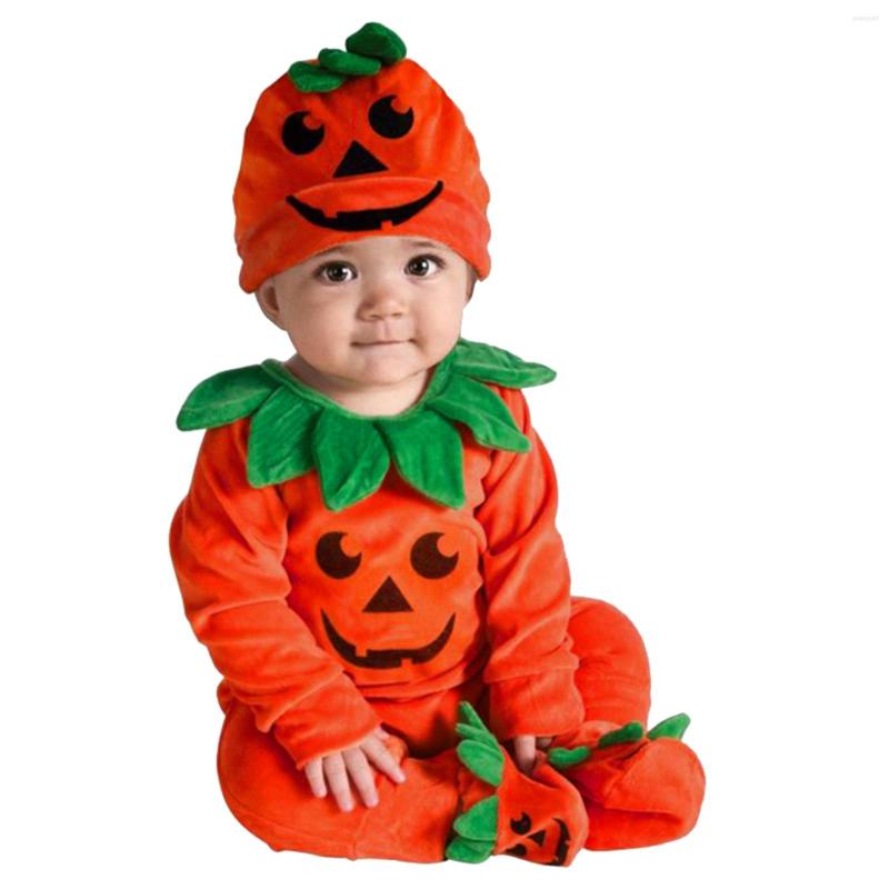 

Clothing Sets 3PCS Toddler Baby Clothes Pumpkin Halloween Jumpsuit Playsuit Hat Socks Outfits Warm Boys Costume, Orange