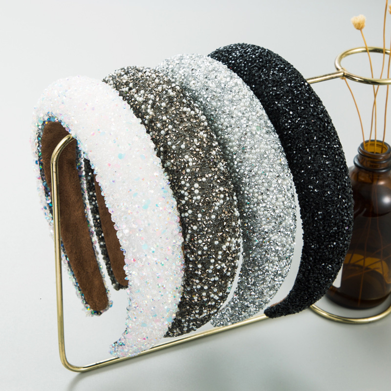 

Headbands Full Diamond Pearl Sponge Headband Fashion Hair Accessories For Women Trend Casual Temperament band Band Girl Headwear 230202