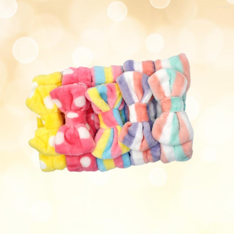 

Bandanas 5 Pcs Striped Bowknot Design Spotted Plush Hair Band For Women Decoration Use