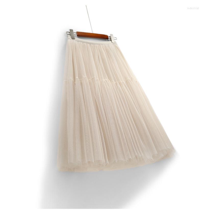 

Skirts Fashion Womens Summer Streetwear Tutu Skirt Solid Color High Waist Layered Tulle Decor Street Style, Black