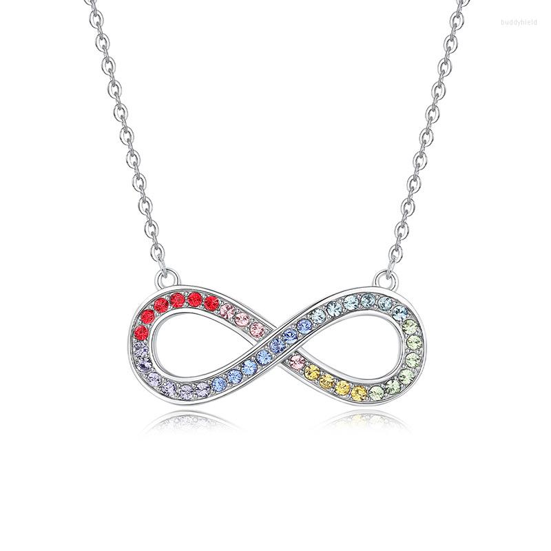 

Chains 925 Sterling Silver Luxury Colored Zircon Infinity Love Pendant Necklace For Women Color Symbol Jewelry
