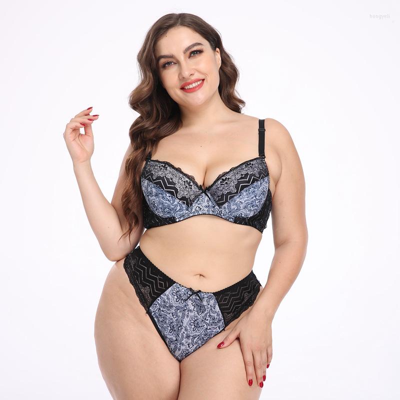 

Bras Sets Plus Size Bra Thong Set Sexy Ladies Lingerie Suit Gathered Lace, Blue