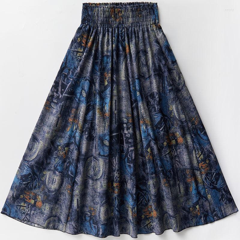 

Skirts Floral Female Winter Medium Long Cotton High Waist Thin Autumn Faldas Fashion Clothes For Women, Khaki