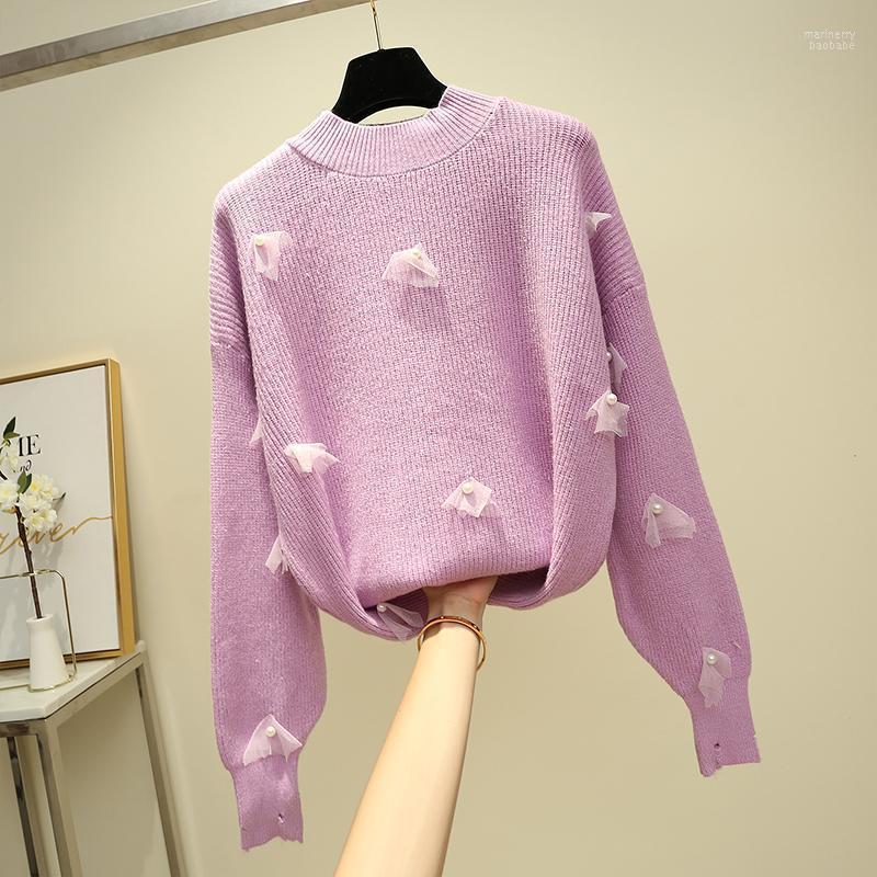 

Women's Sweaters Autumn Winter Woolen Warm Floral Soft Turtleneck Knitted Solid Women Female Pullovers Sweater Mari22, Beige