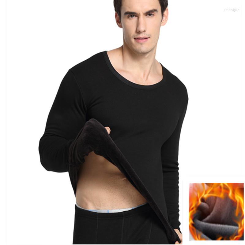 

Men's Thermal Underwear Winter Long Suit 2023 Solid Color High Elasticity Plus Velvet Thick Two-piece Wholesale, V-neck-dark gray