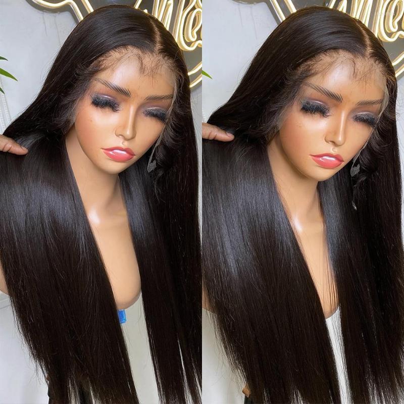 

13x4 HD Transparent Lace Front Human Hair Wigs Glueless Brazilian Remy 180% 30 32 Inch 13x6 Straight Frontal Wig For Women, 13x4 hd lace wig