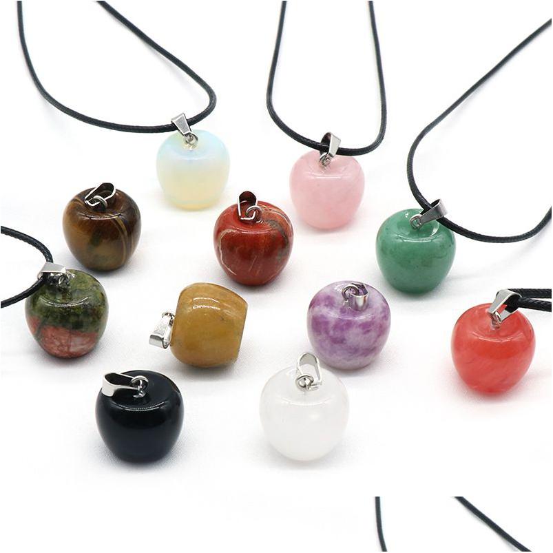 

Pendant Necklaces Natural Crystal Agate Stone Christmas Eve Apple Rose Quartz Charms Jewelry Making Necklace Drop Delivery Pe Dhgarden Dhswe