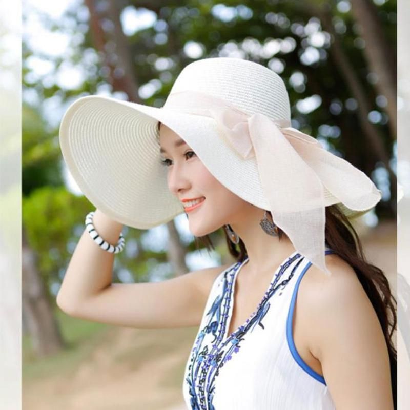 

Wide Brim Hats Fashion Sun Hat Big Sunscreen Summer Ladies Travel Beach Foldable Straw