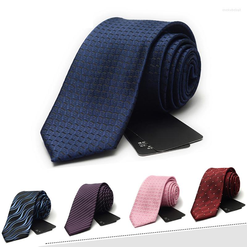 

Bow Ties Brand 6CM Slim Silk For Men Fashion Business Checkered Jacquard Woven Necktie Formal Work Party Casual Tie