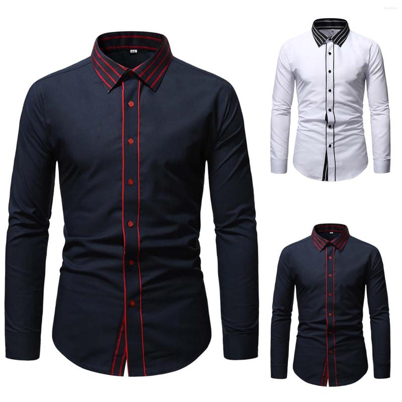 

Men' Casual Shirts Men' Long Sleeve Shirt Turndown Colar Men Social Business Retro Pringting Cardigans For Male Outdoor Tops, Wh