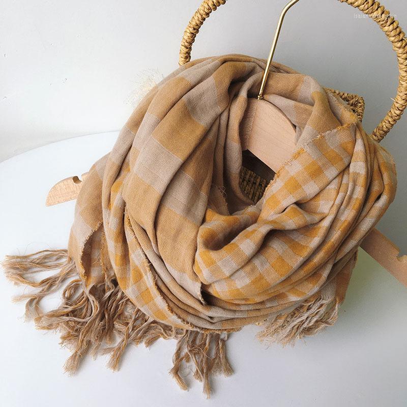 

Scarves Autumn And Winter Double-sided Cotton Thickened Warm Retro Style Striped Scarf Women's Tassel Shawl