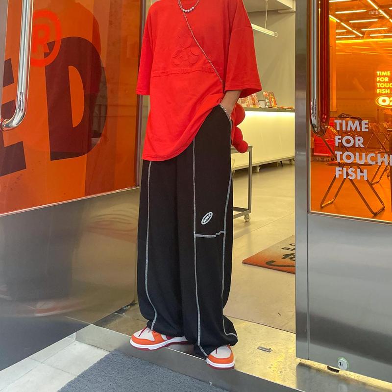 

Men's Pants Grey Men's Summer And Autumn Open Line Loose Straight Casual Pant Legged Trousers, Black