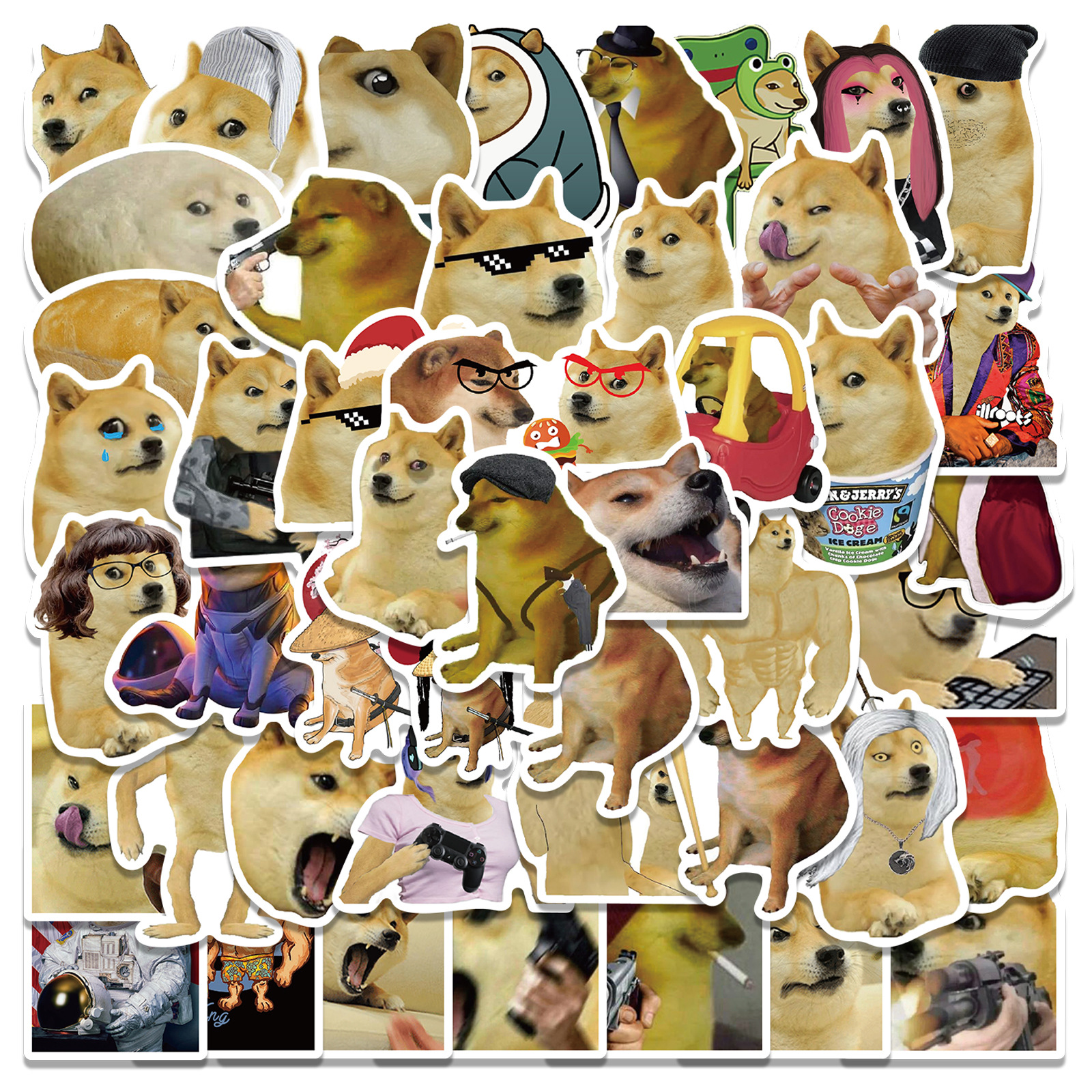 

50Pcs Animal Pet Dog Stickers Pack Non-random Graffiti Car Bike Luggage Sticker Laptop Skateboard Motor Water Bottle Decal, Multi-color