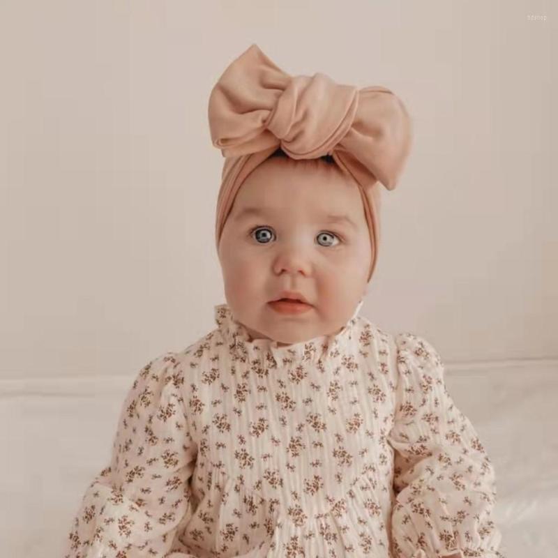 

Hair Accessories Baby Headbands Cute Born Turban Tie Elastic Hairbands Topknot Handmade Kid Big Bow Knot Head Wrap Toddler, Pink
