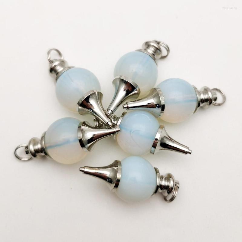 

Pendant Necklaces Fashion 10pcs Opal Crystal Agates Balance Reiki Dowsing Natural Stone Pendulum Circular Cone Charm For Men Women Divinat