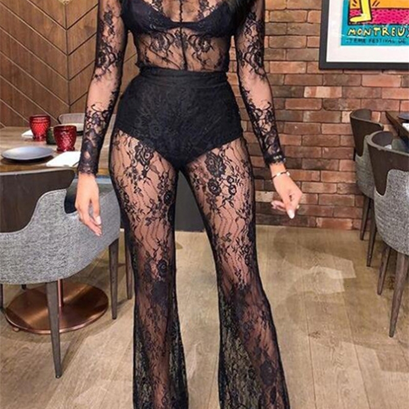 

Sexy Set Sexy See Through Hallow Out Lace Jumpsuit Women Long Sleeve Skinny Party Club Jumpsuits 230202, Khaki