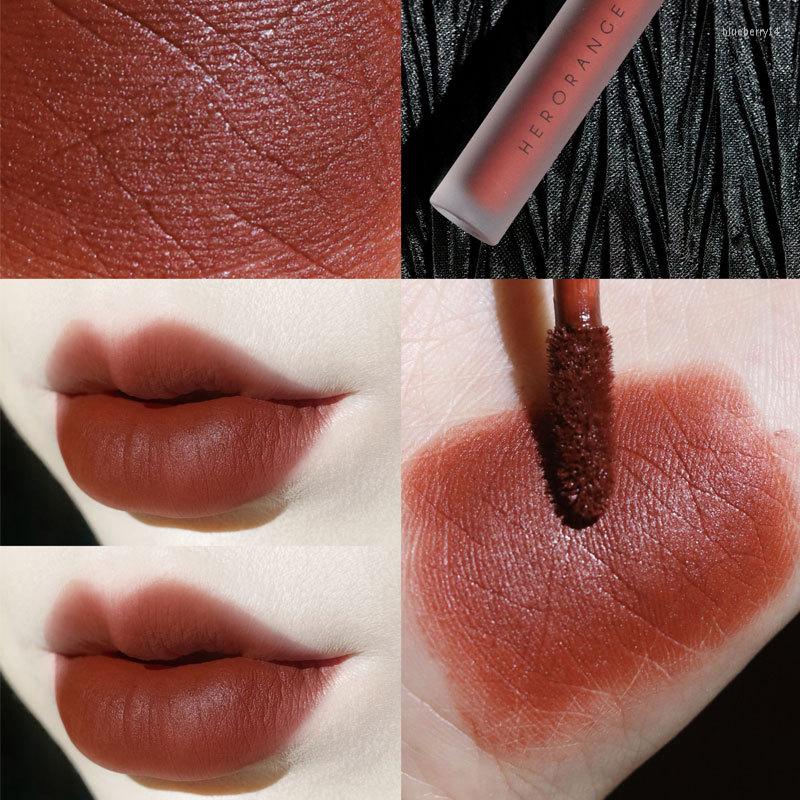 

Lip Gloss Matte Velvet Lipstick 6 Colors Waterproof Moisturizing Long Lasting Red Non Sticky Brown Tint Women Cosmetics, 03