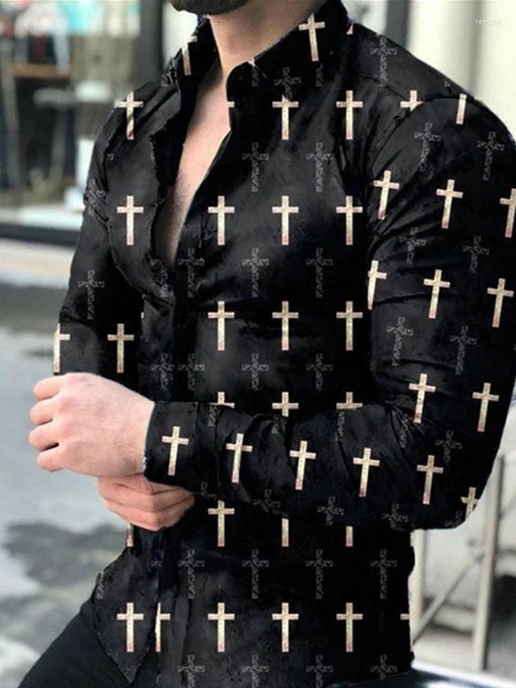 

Men's Casual Shirts 2023 Leopard Color Piece Men's Slim Shirt Autumn Turn-down Collar Streetwear Fashion Together Print Long Sleeve To, Cs-978